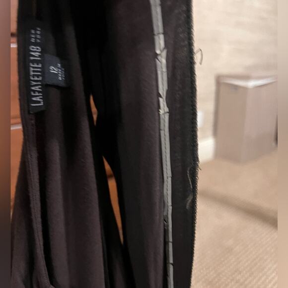 Lafayette 148 New York Brown Twist-front Scoop Neck Midi Dress - Size 12 - Picture 6 of 8